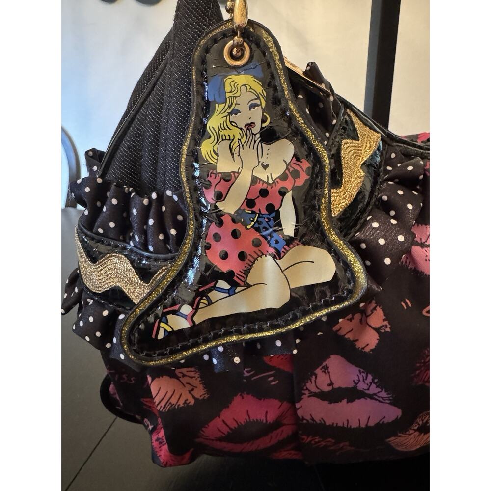 Vintage Y2K Betsyville By Betsey Johnson Hot Lips Hobo Shoulder Bag - Picture 2 of 12